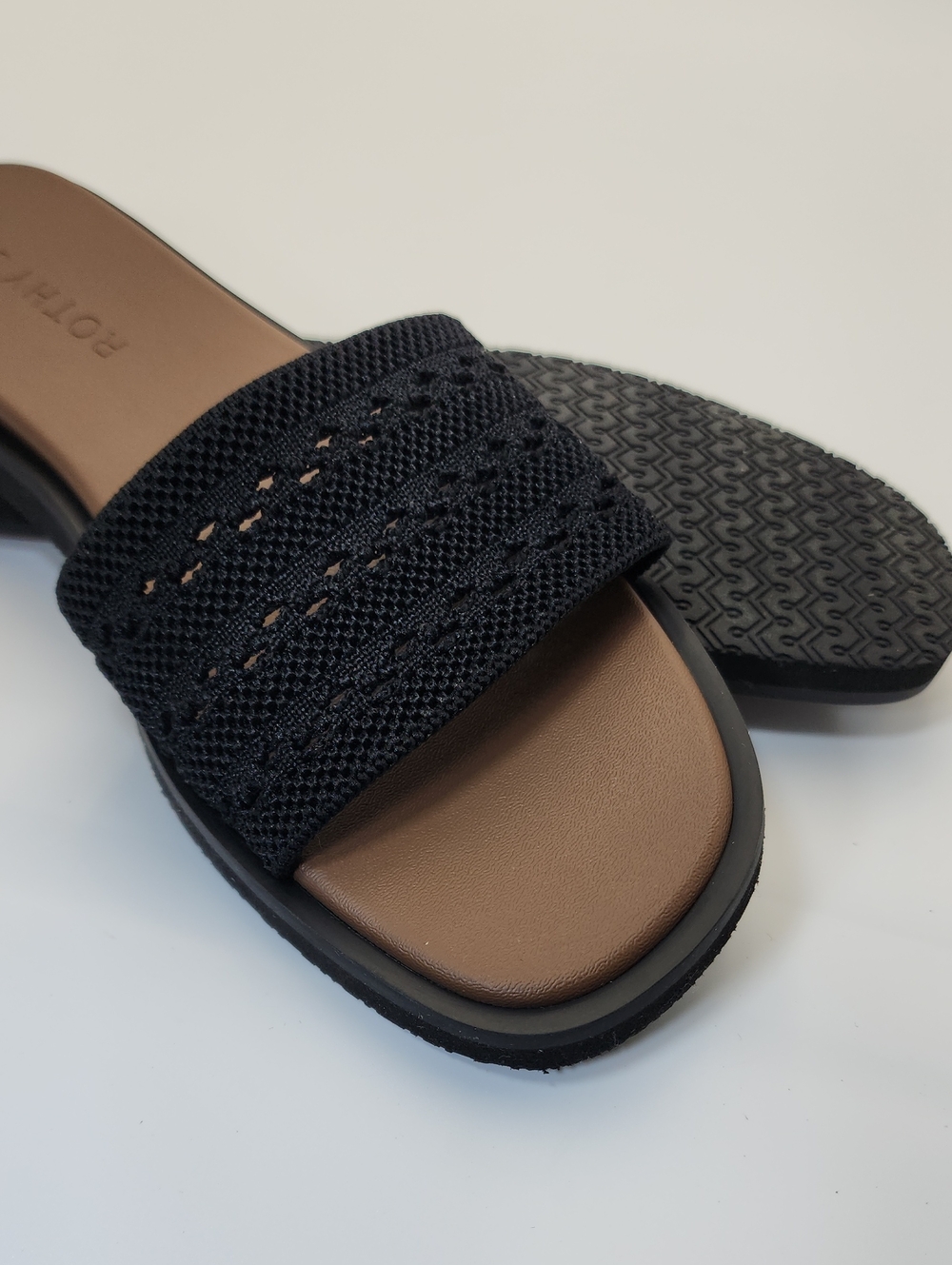 Rothy's The Slide Sandals in Black Crochet Size 8, like new - Picture 6 of 15